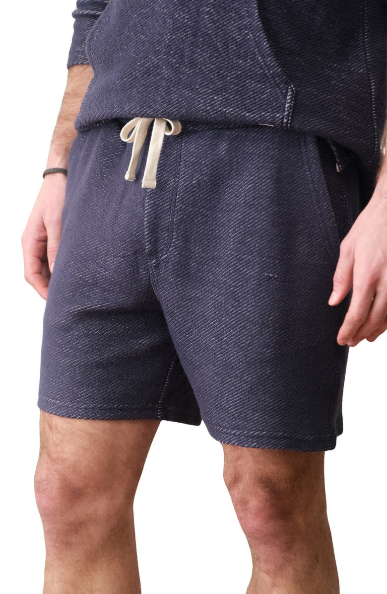 Marine Layer Portola Beach 6-Inch Organic Cotton Twill Drawstring Shorts, Alternate, color, Navy/ White