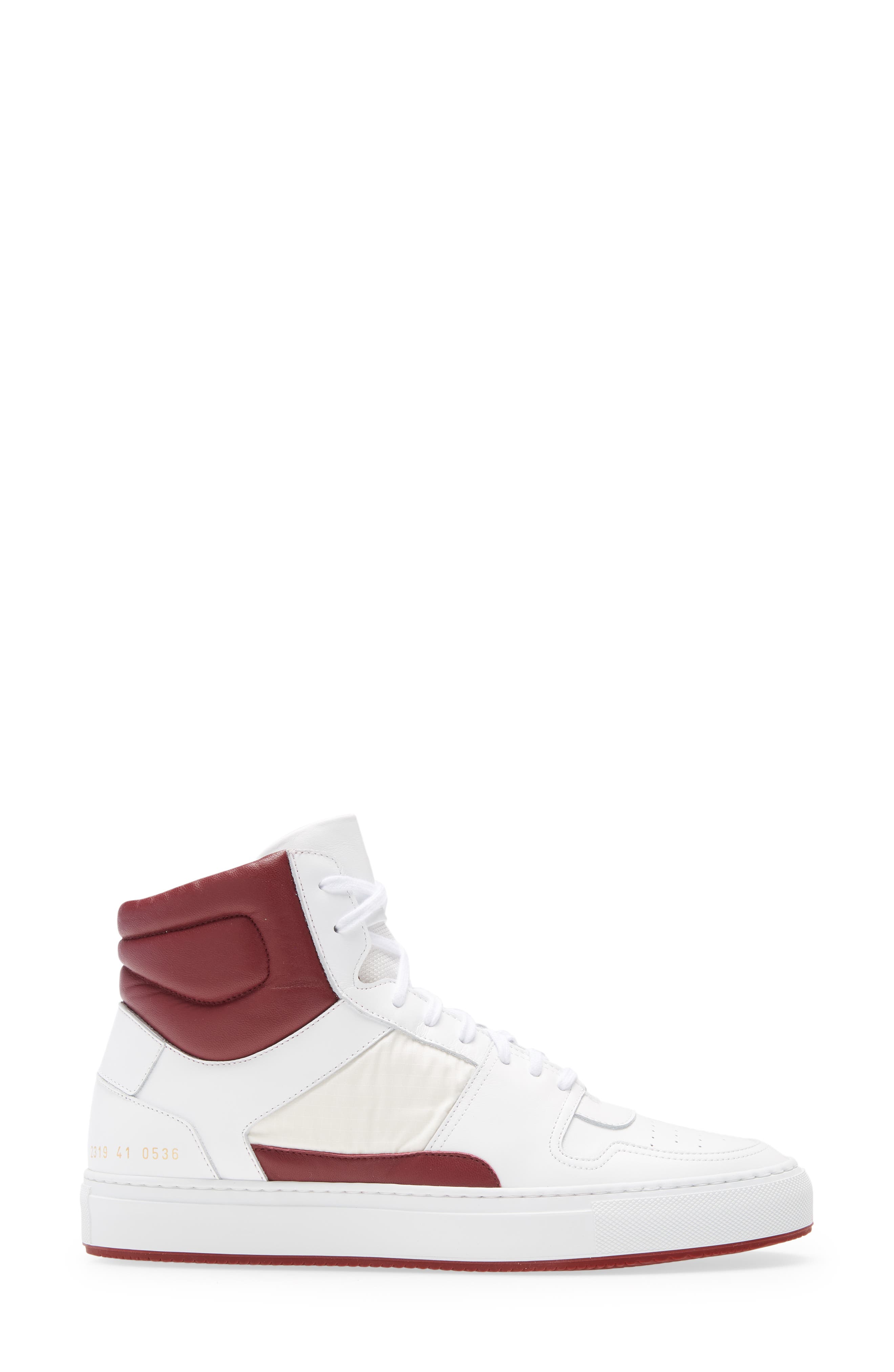 Common Projects High Top Sneaker, Alternate, color, White/ Red