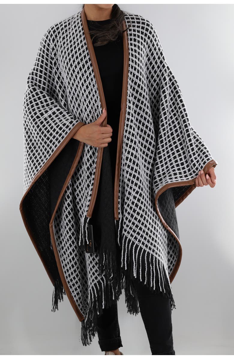 La Fiorentina Oversized Open Knit Ruana with Fringe, Main, color, 