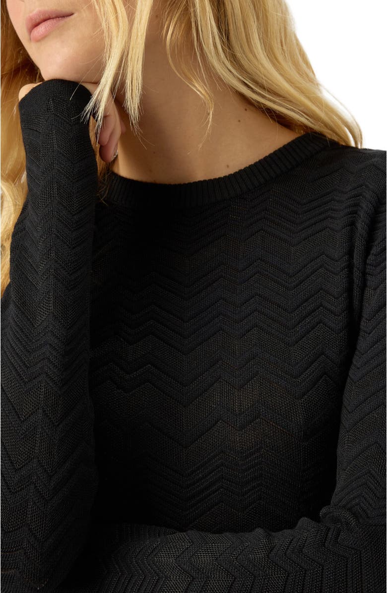 Missoni Long Sleeve Short Dress With Chevron Pattern, Alternate, color, Black