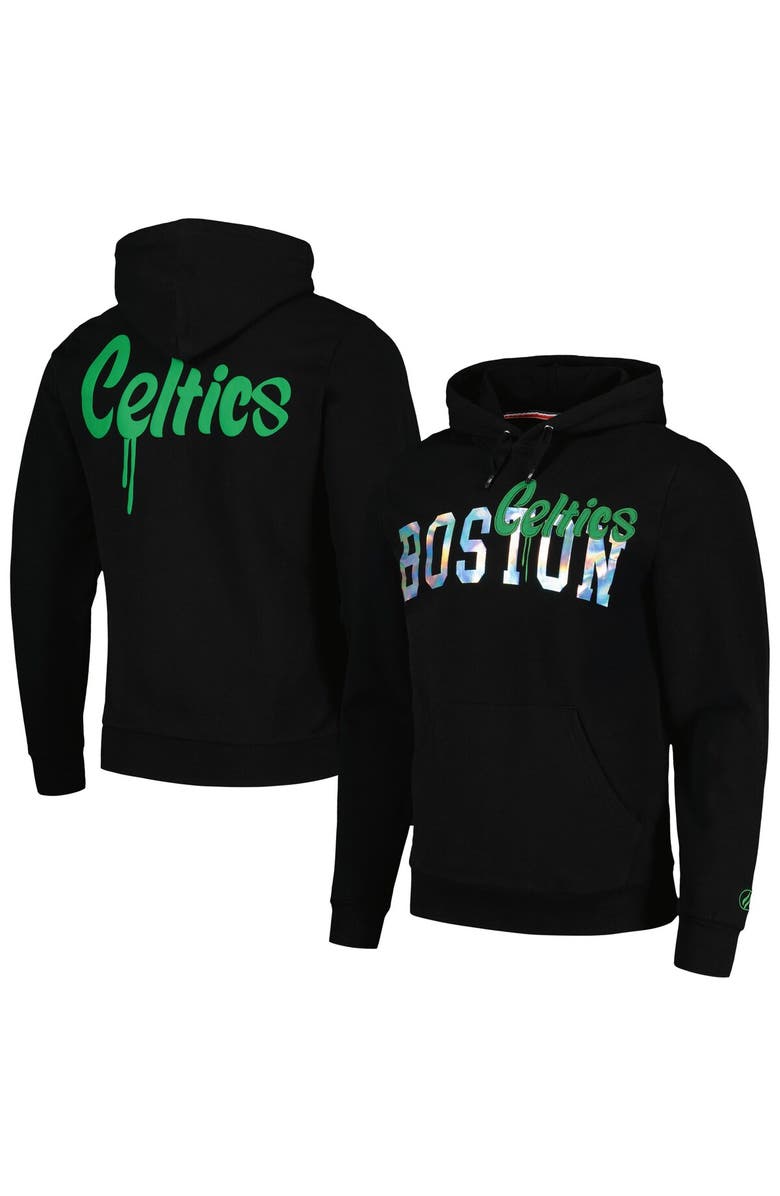 FISLL Unisex FISLL Black Boston Celtics Reflective Metallic Pullover Hoodie, Main, color,