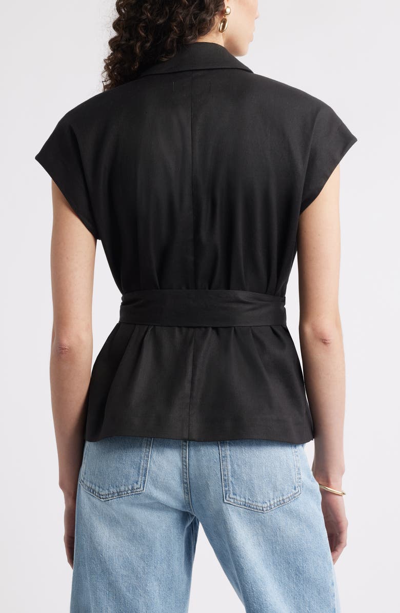 Nordstrom Sleeveless Linen Blend Blazer, Alternate, color, Black