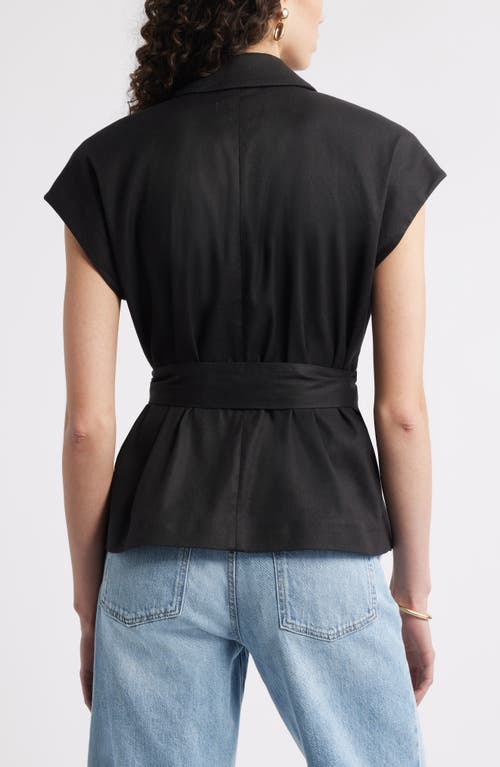 Nordstrom Sleeveless Linen Blend Blazer In Black
