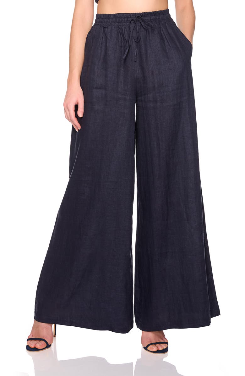 Susana Monaco Tie Waist Wide Leg Linen Pants, Alternate, color, 