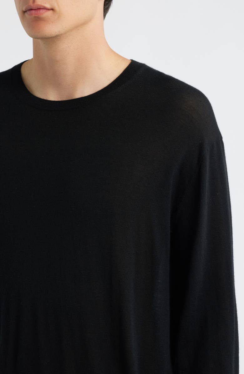 FRAME Superfine Merino Wool & Cashmere Crewneck Sweater, Alternate, color, Black