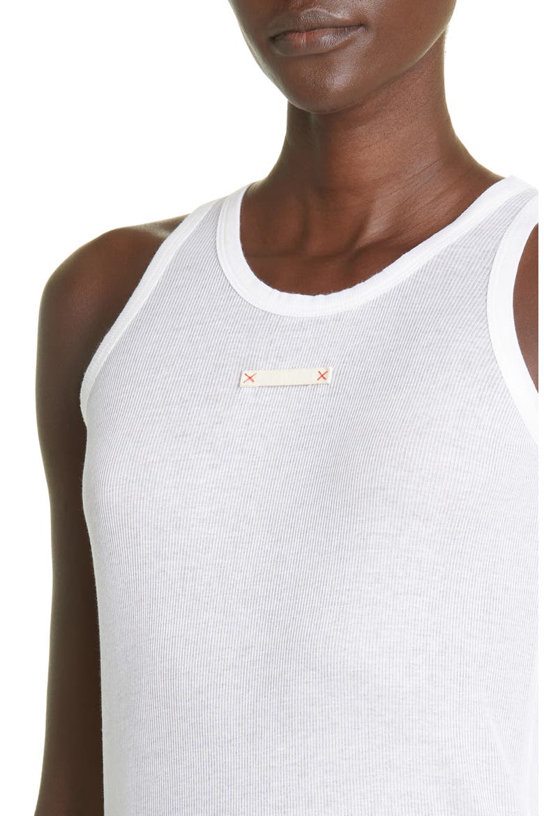 Patch Rib Cotton & Silk Tank, Alternate, color, WHITE