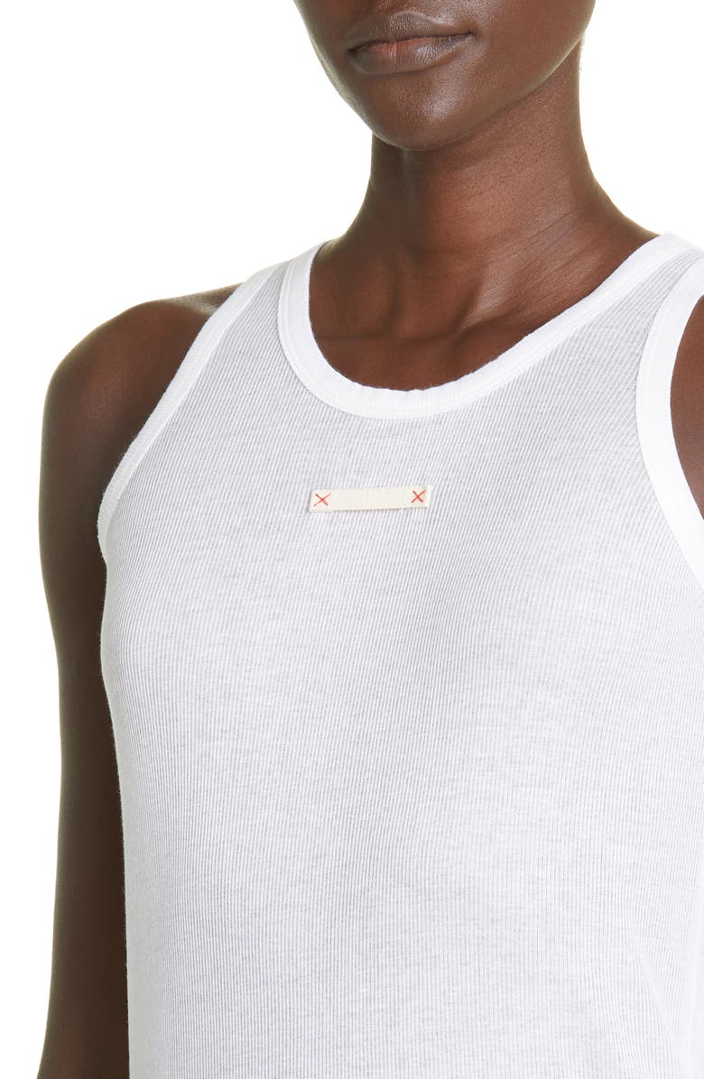 Maison Margiela Patch Rib Cotton & Silk Tank, Alternate, color, 