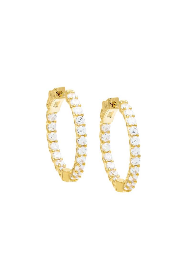 Moissanite Medium Inside Out Hoop Earring, Main, color, Gold - 25 MM