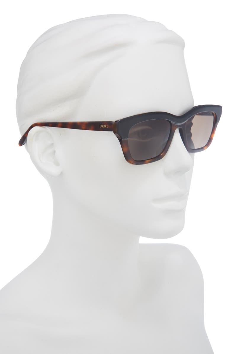 Loewe Slim 53mm Rectangular Sunglasses, Alternate, color, Dark Havana / Brown