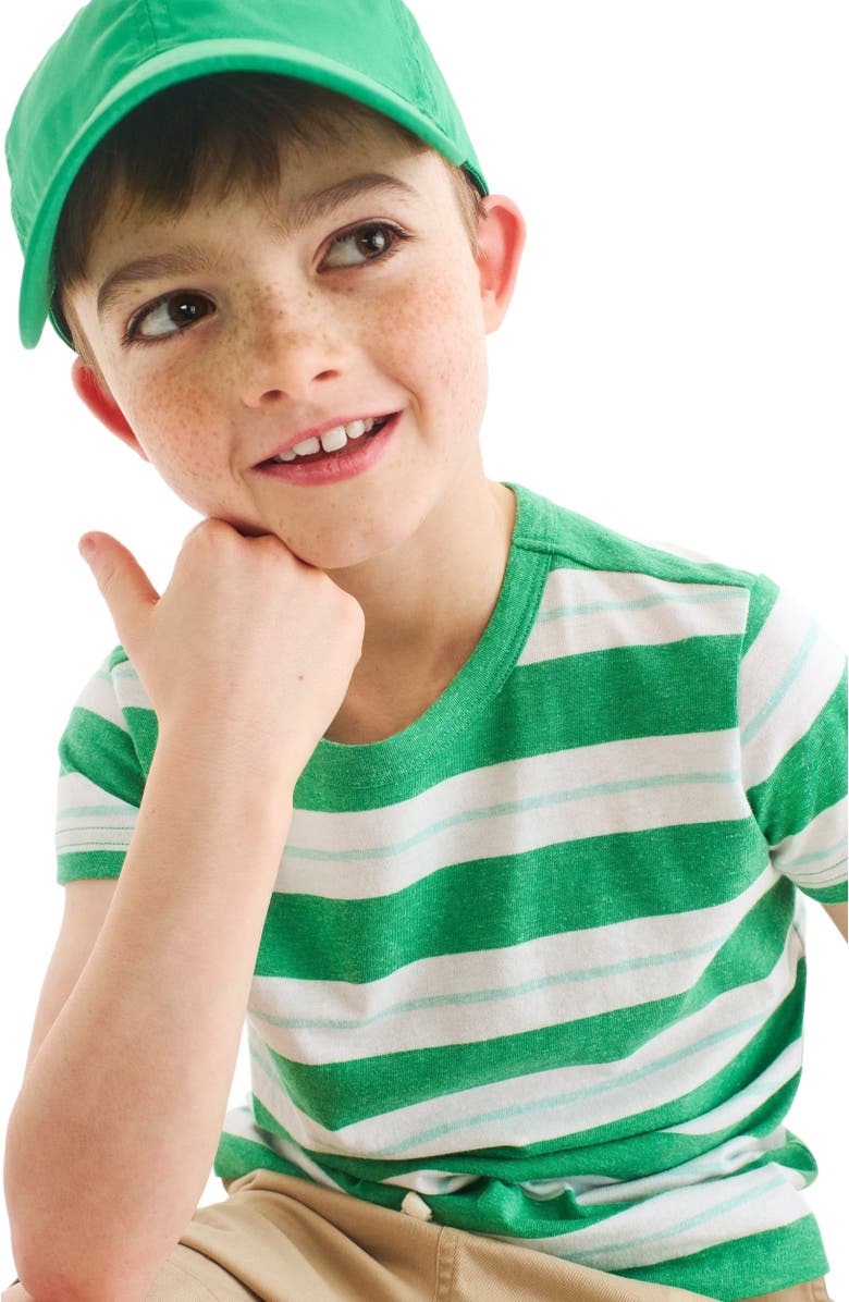 Primary Kids Heathered Tee, Alternate, color, Green Apple Mist Dock Stripe