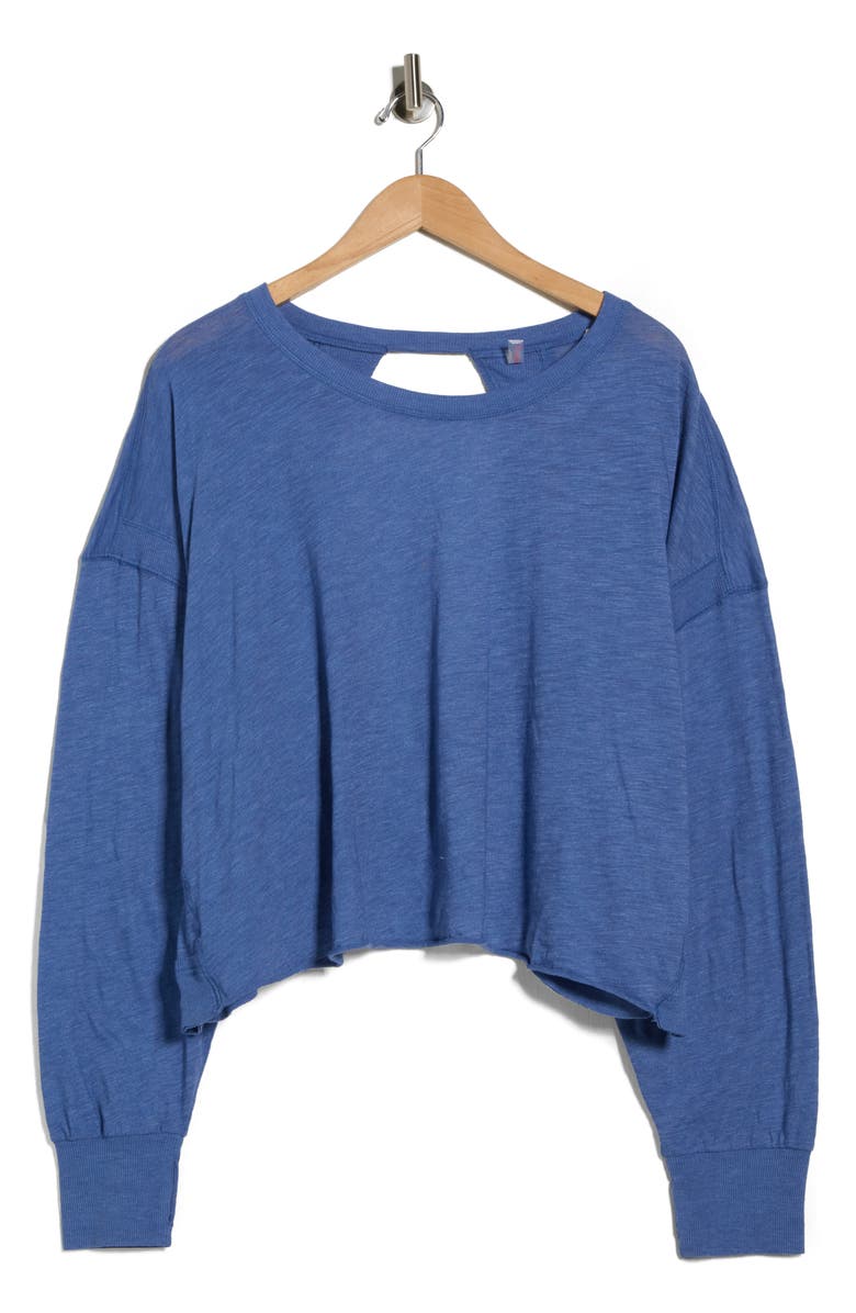 Free People FP Movement My Time Layer Open Back Crop Top, Main, color, Black Grape