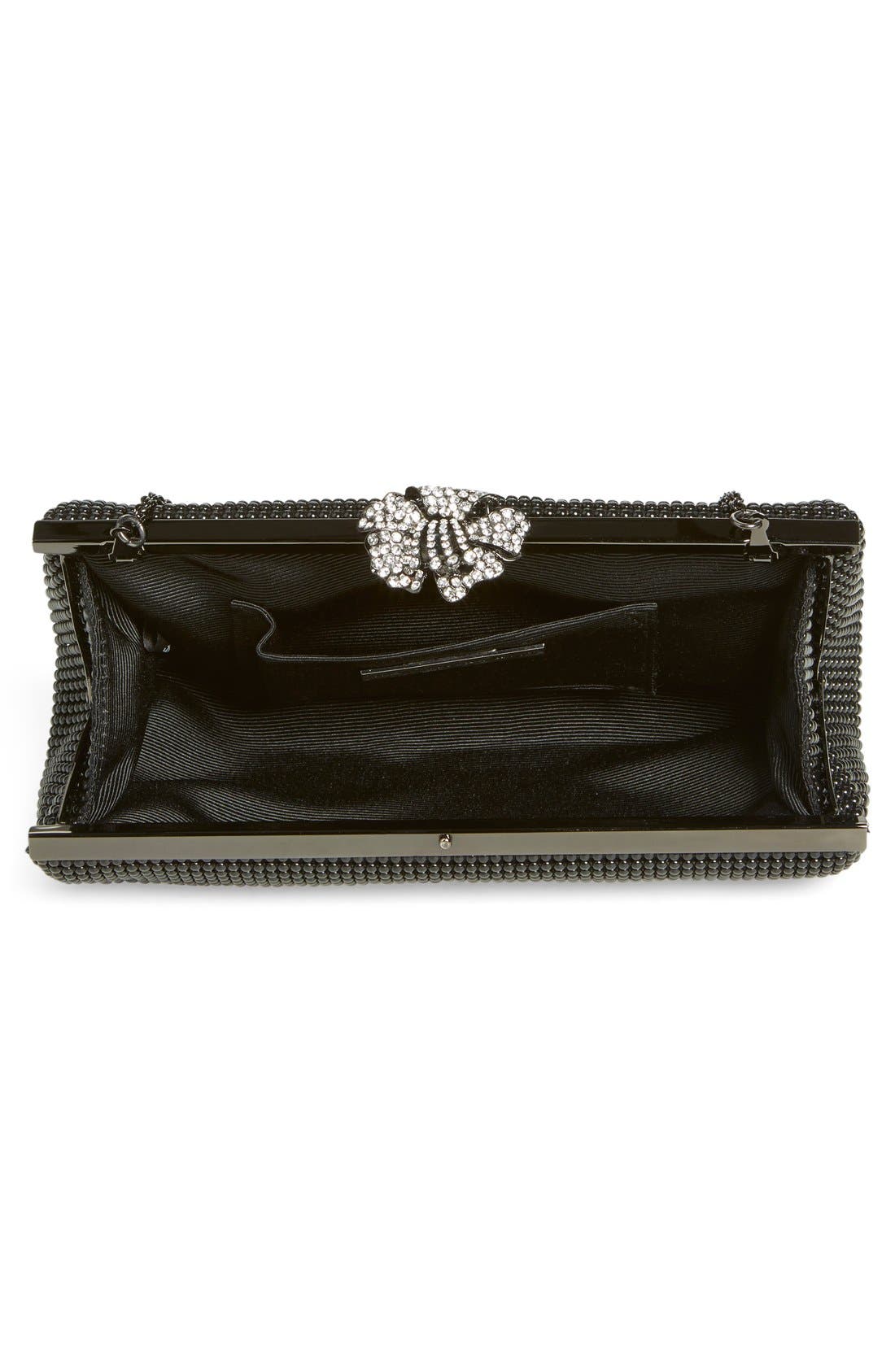Whiting & Davis 'Crystal Flower' Metal Mesh Clutch, Alternate, color, 
