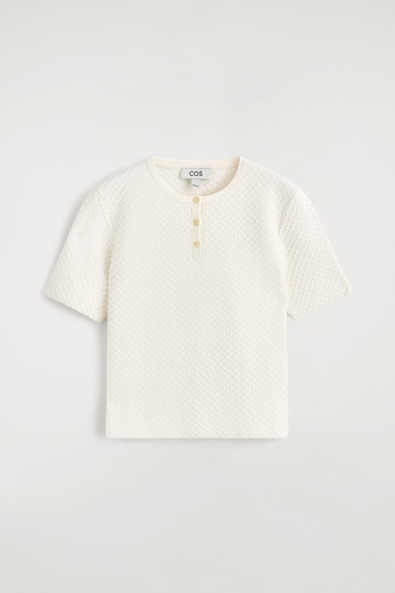 Jacquard-knit Henley T-shirt, Alternate, color, CREAM