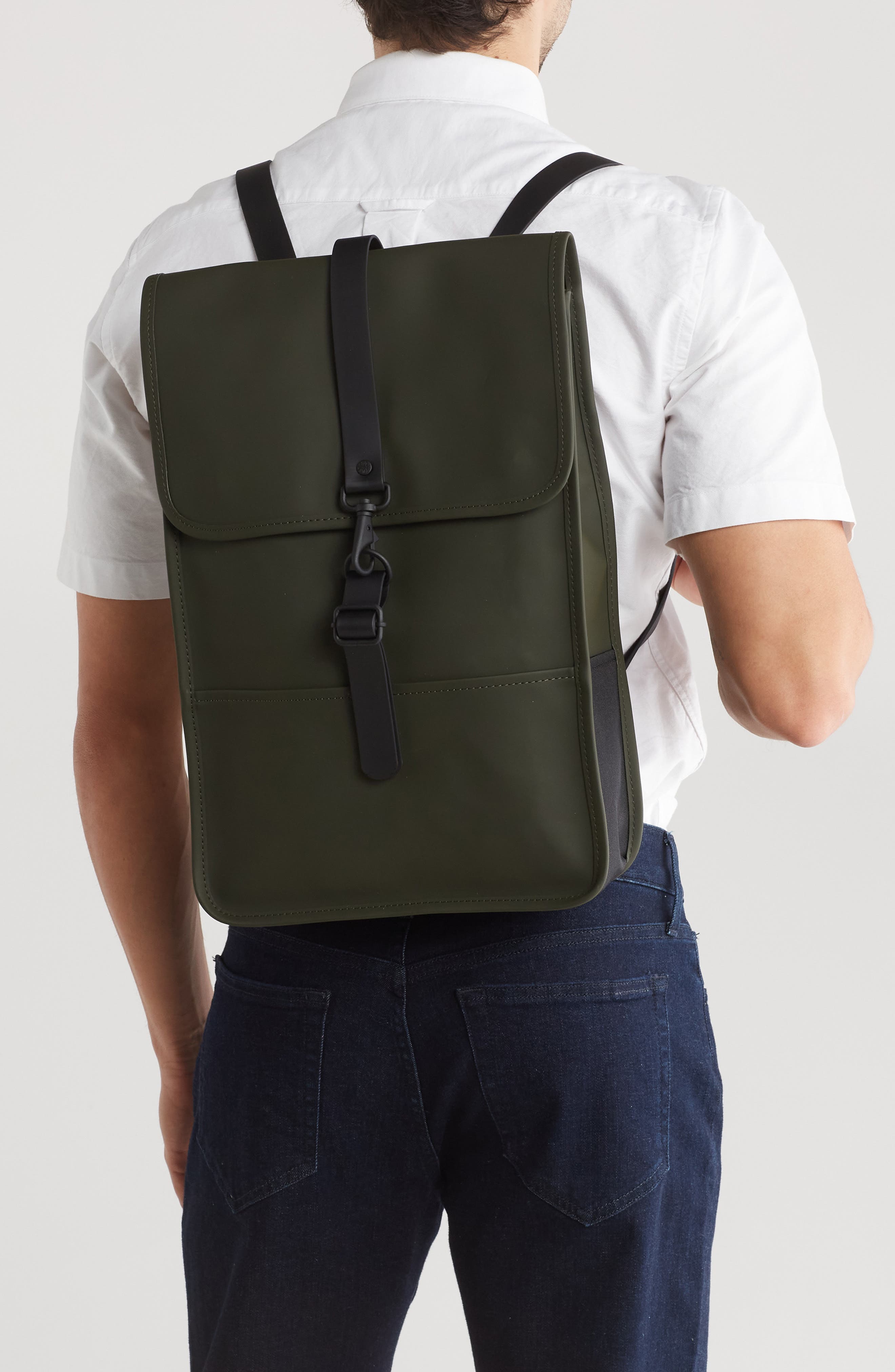 Rains Mini Waterproof Backpack, Alternate, color, Green