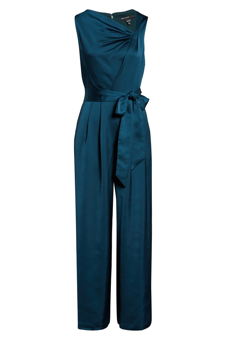 Asymmetrical Wide Leg Satin Jumpsuit, Alternate, color, NITE PINE