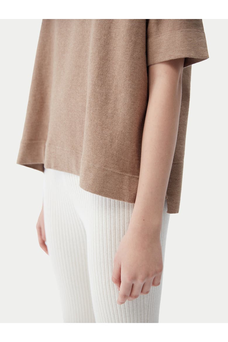 Box-Cut Cotton Silk Cashmere Blend T-Shirt, Alternate, color, timber wolf