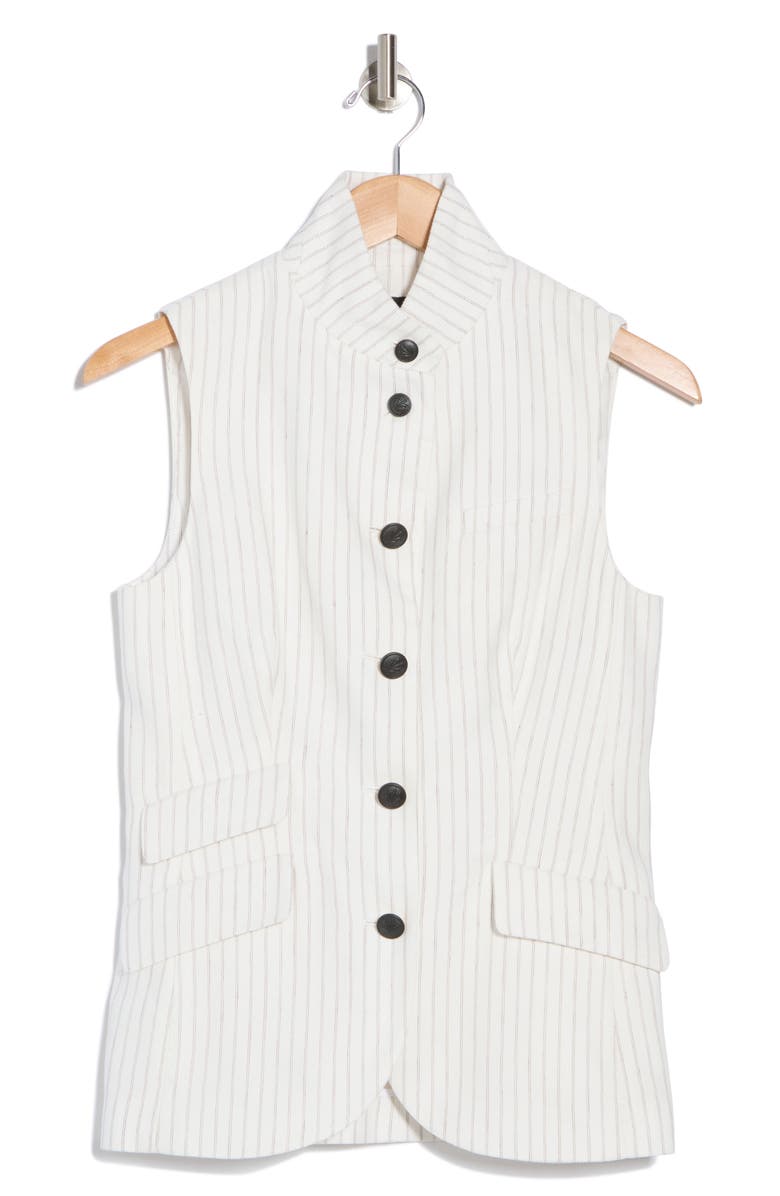 rag & bone Slade Cotton & Linen Vest, Alternate, color, White Stripe