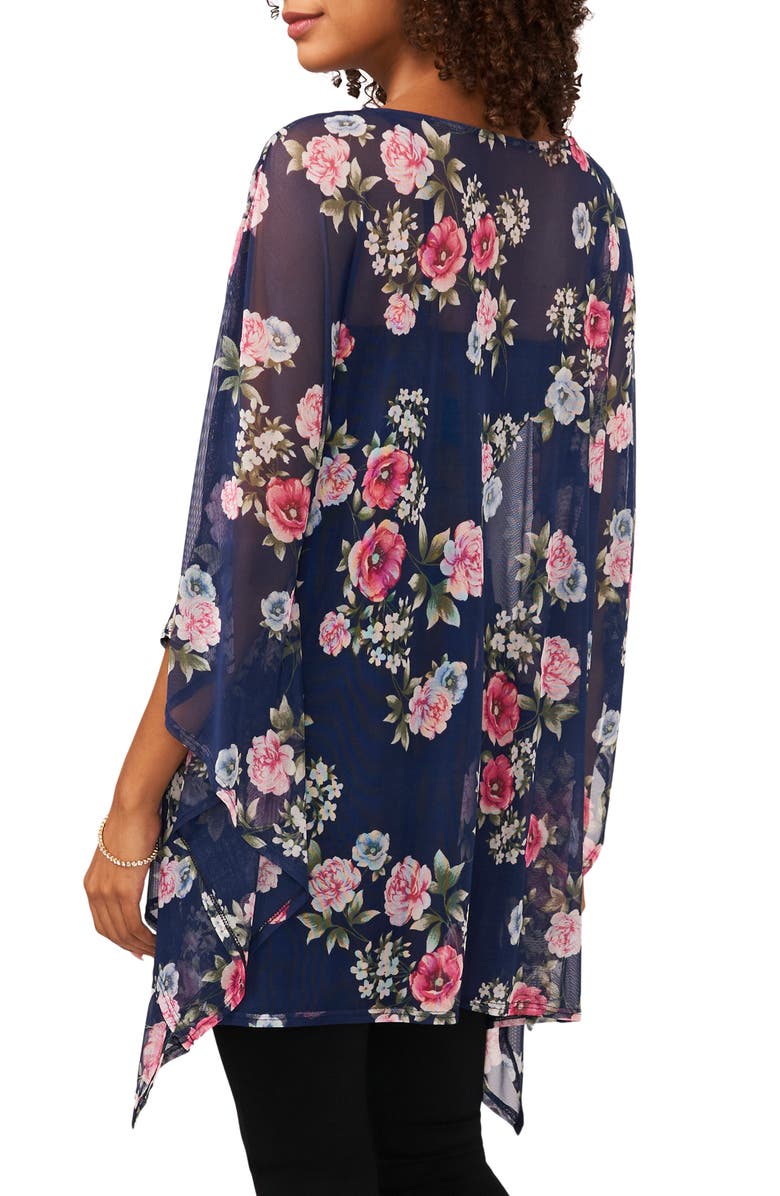 Chaus Floral Mesh Cape, Alternate, color, Navy