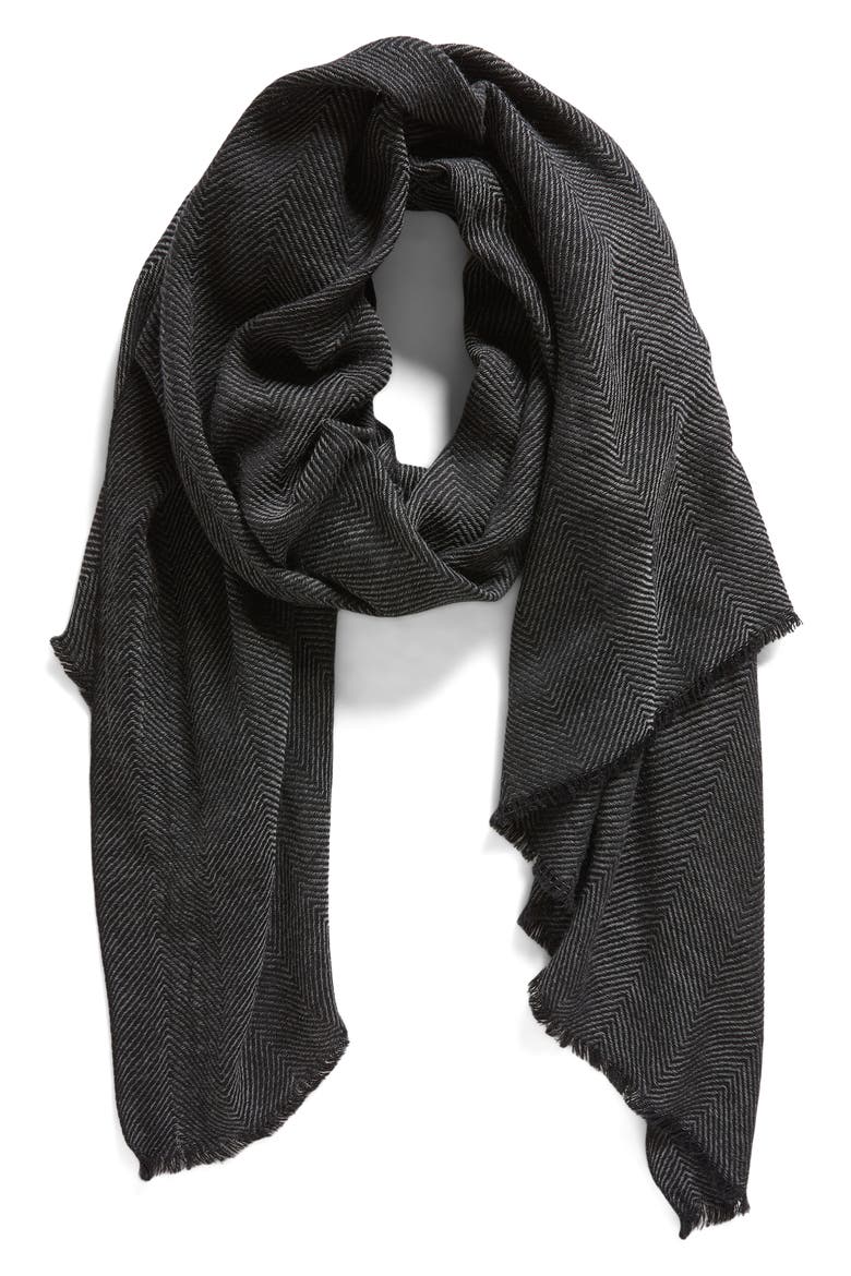 Zigzag Scarf, Alternate, color, BLACK/ GREY