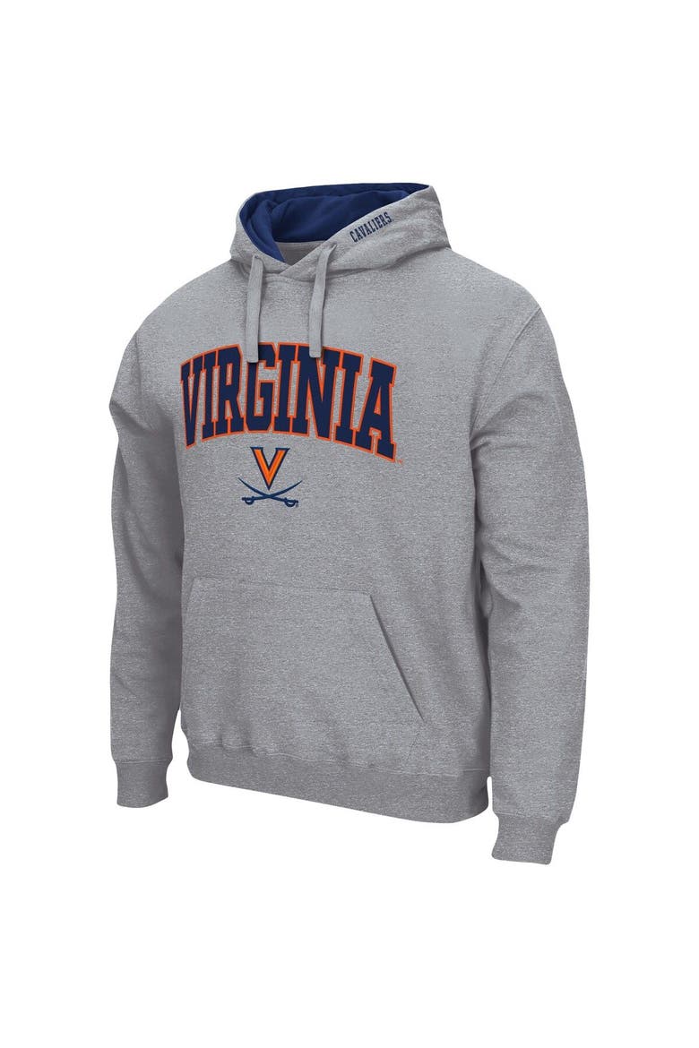 Men's Colosseum Heather Gray Virginia Cavaliers Arch & Logo 3.0 Pullover Hoodie, Alternate, color, Heather Gray