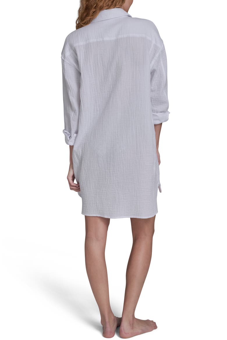 Gauze Button Down Cover-Up Shirt, Alternate, color, BRIGHT WHITE