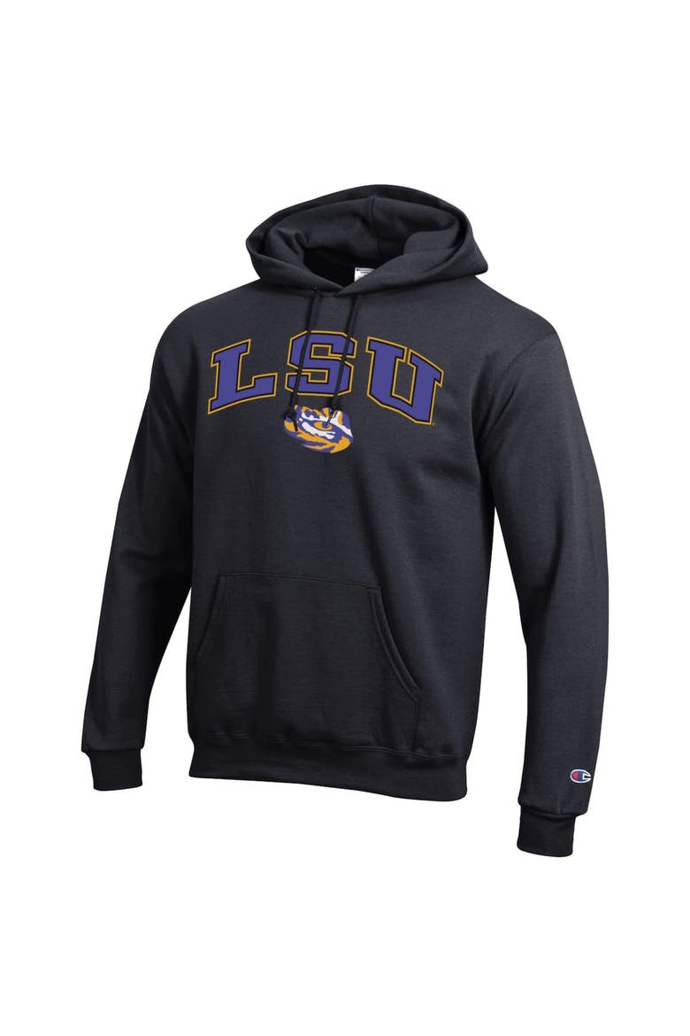 Men's Champion  Black LSU Tigers Arch Over Logo Pullover Hoodie, Alternate, color, Black