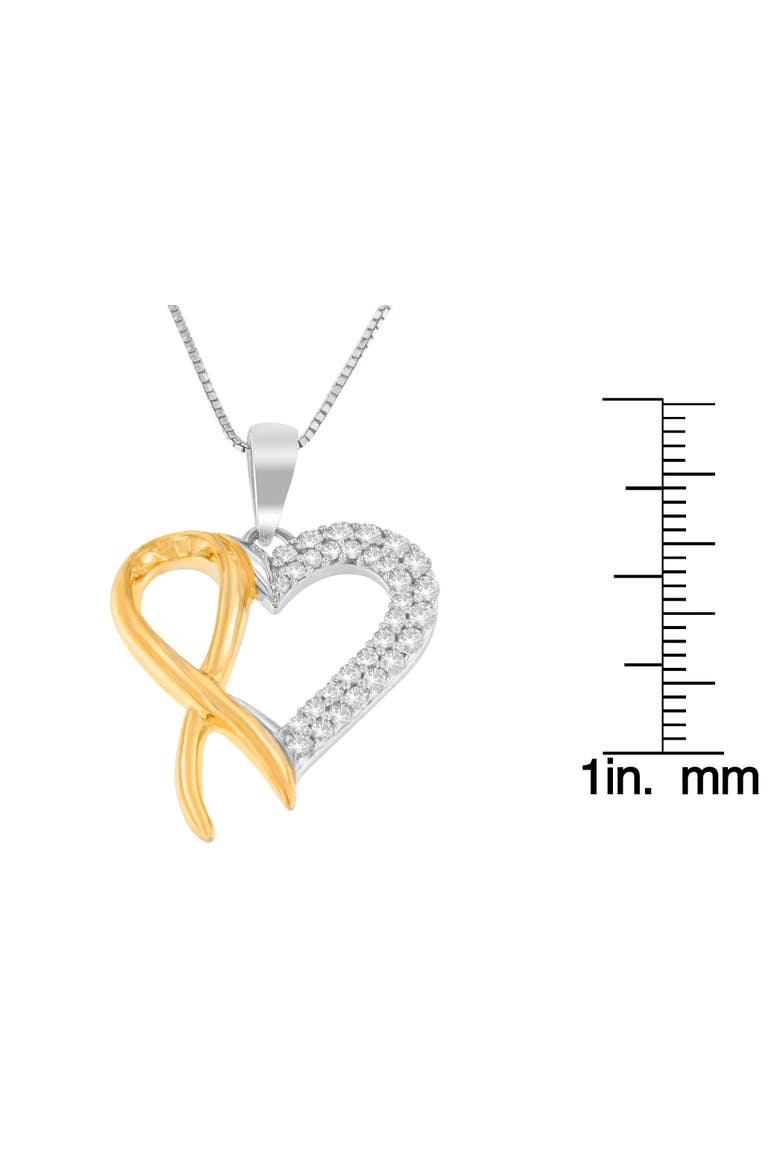 Silver Two Toned 1/4 cttw Round Cut Diamond Pendant Necklace, Alternate, color, Yellow
