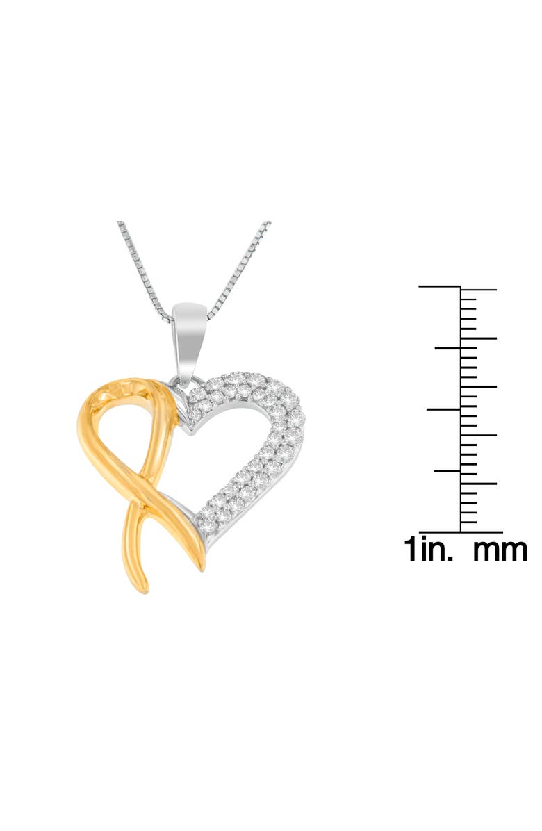 Haus of Brilliance Silver Two Toned 1/4 cttw Round Cut Diamond Pendant Necklace, Alternate, color, Yellow