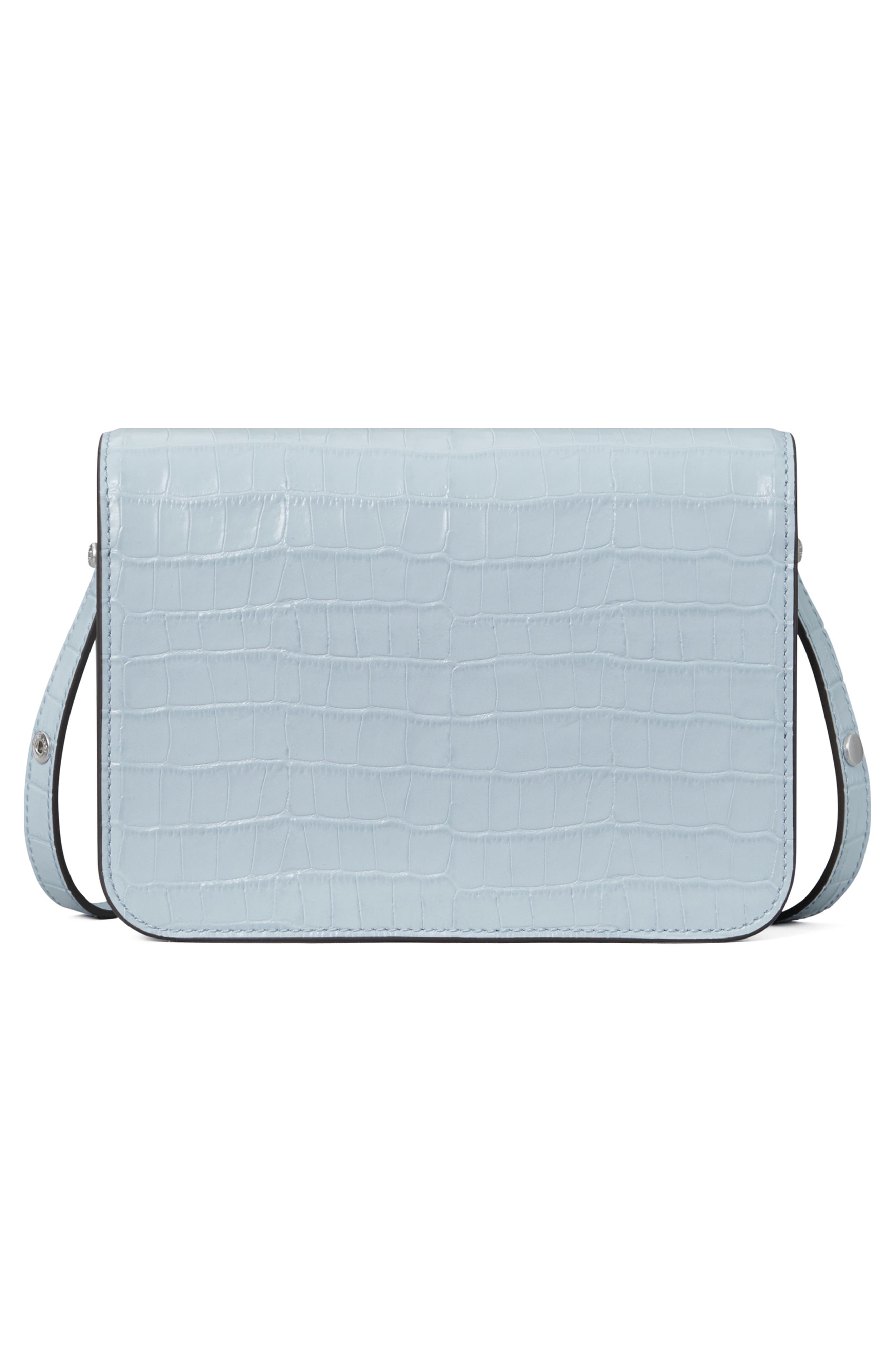 Tory Burch Robinson Croc Embossed Leather Shoulder Bag, Alternate, color, 