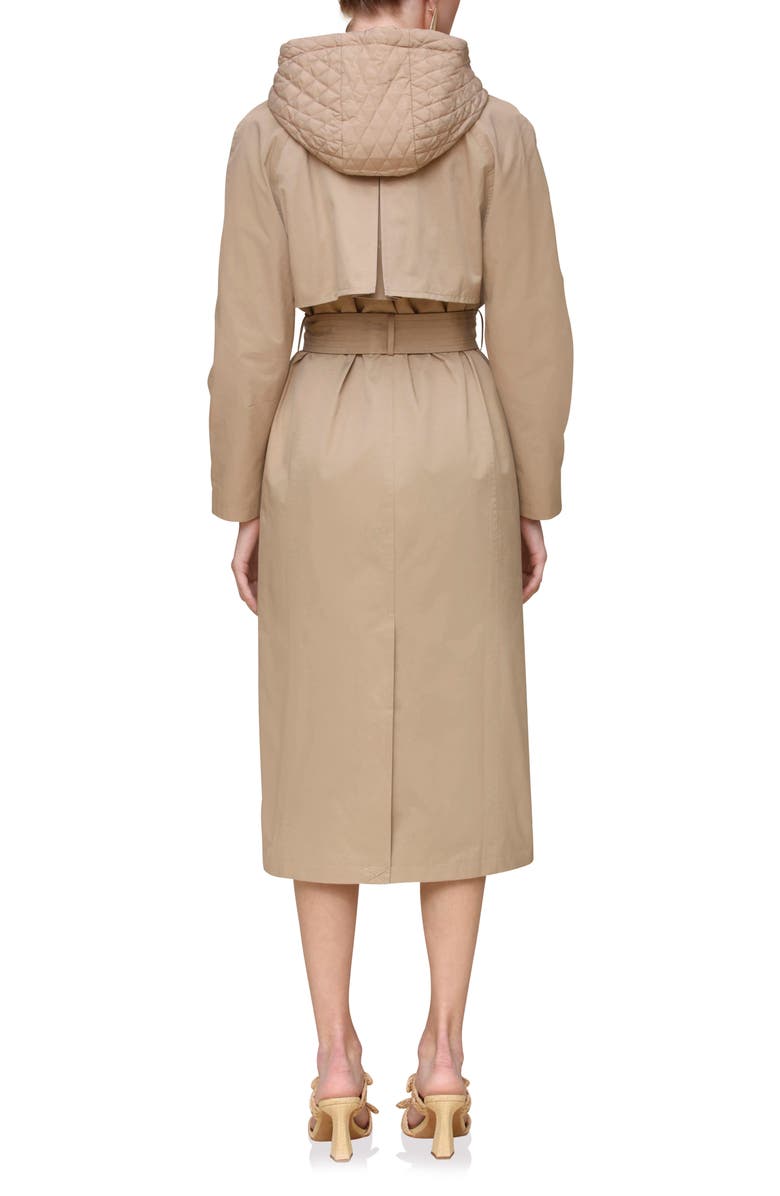 Avec Les Filles Maxi Trench Coat with Quilted Bib Hoodie, Alternate, color,