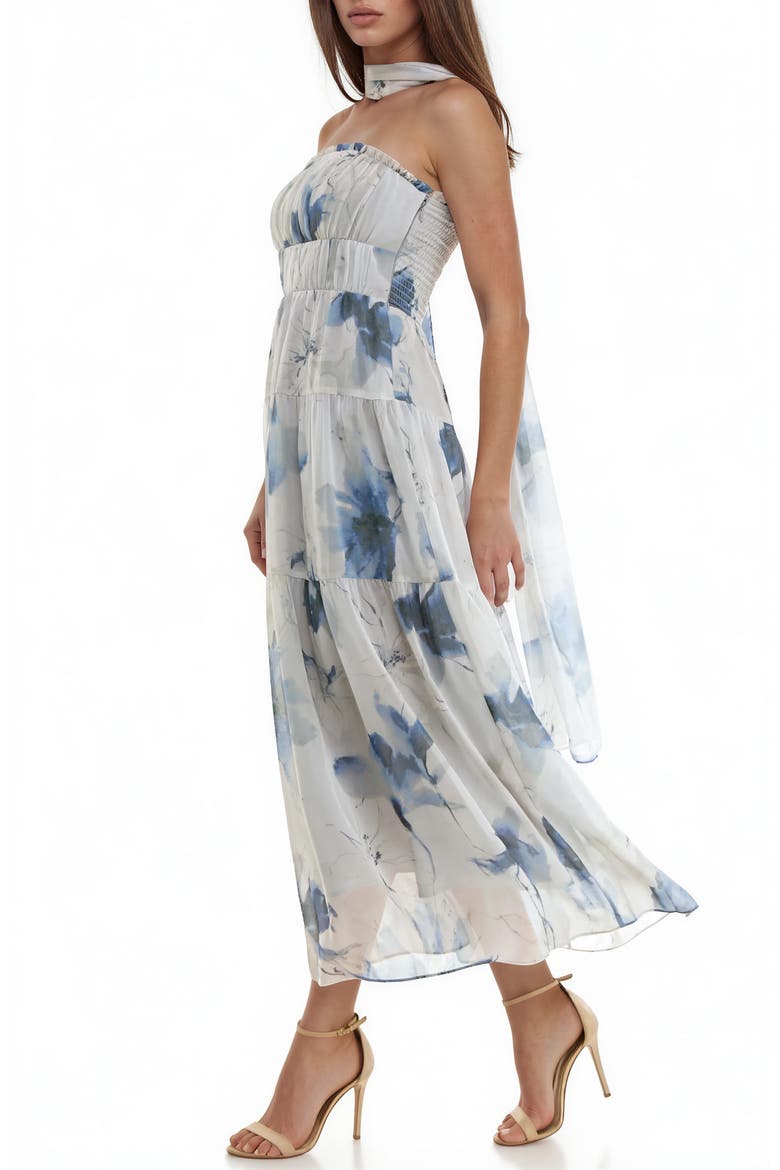 Floral Print Chiffon Maxi Dress, Alternate, color, IVORY/ BLUE