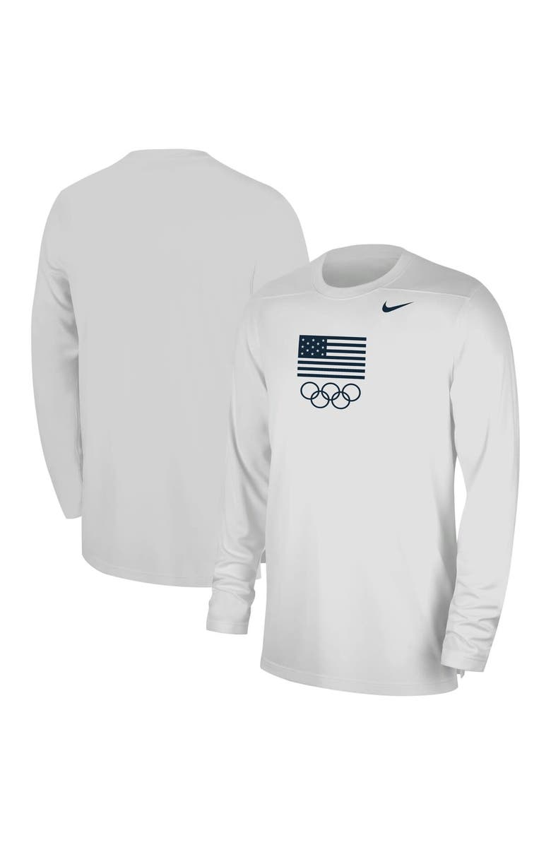 Nike Men's Nike White Team USA UV Coach Long Sleeve Performance T-Shirt, Alternate, color, 