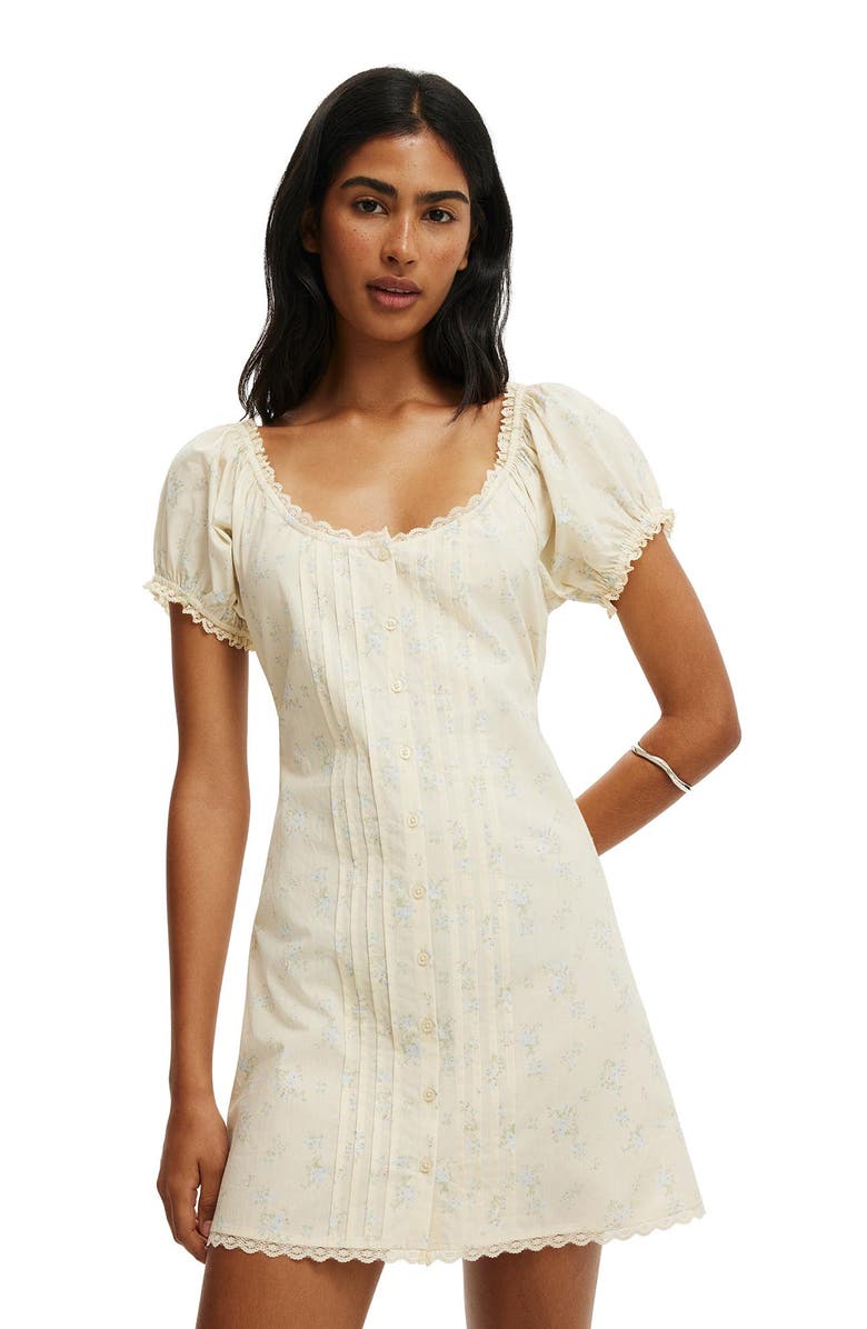 Cotton On Women's Emma Babydoll Mini Dress, Main, color, Jenna Ditsy Vanilla Glow