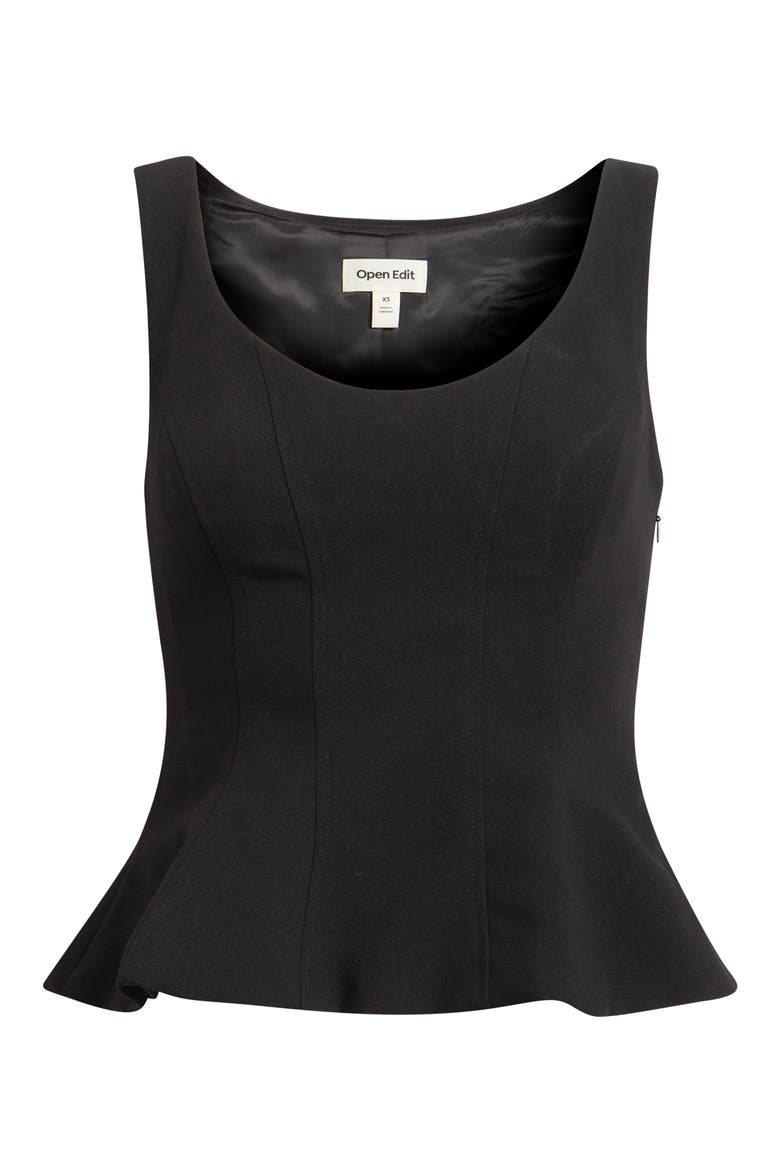 The Icon Peplum Top, Alternate, color, BLACK