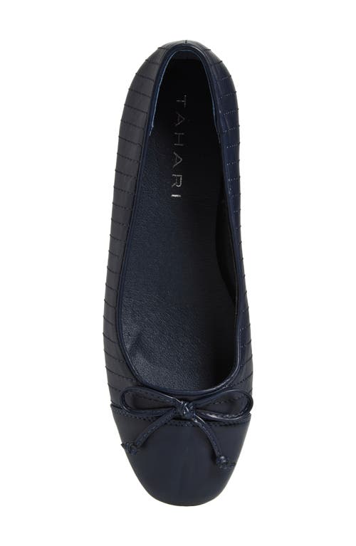 T Tahari Villa Quilted Ballet Flat In Navy