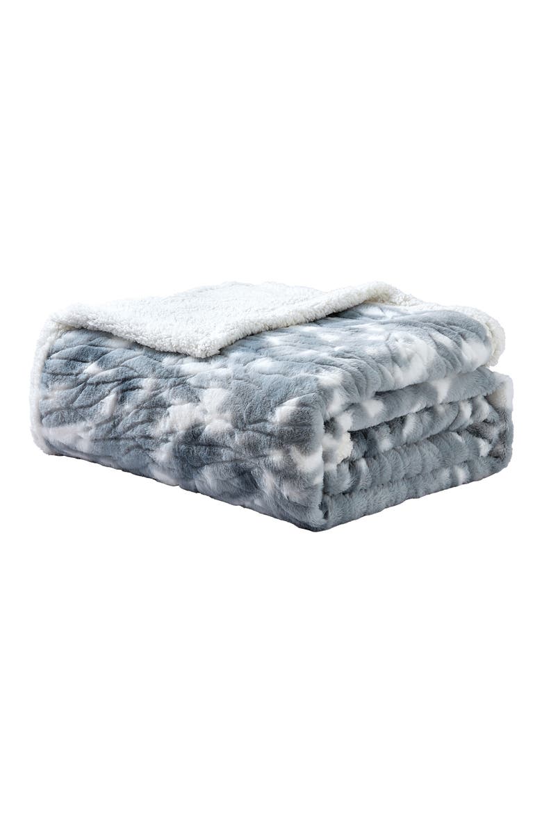 Alaska Faux Fur Throw Blanket, Main, color, GREY