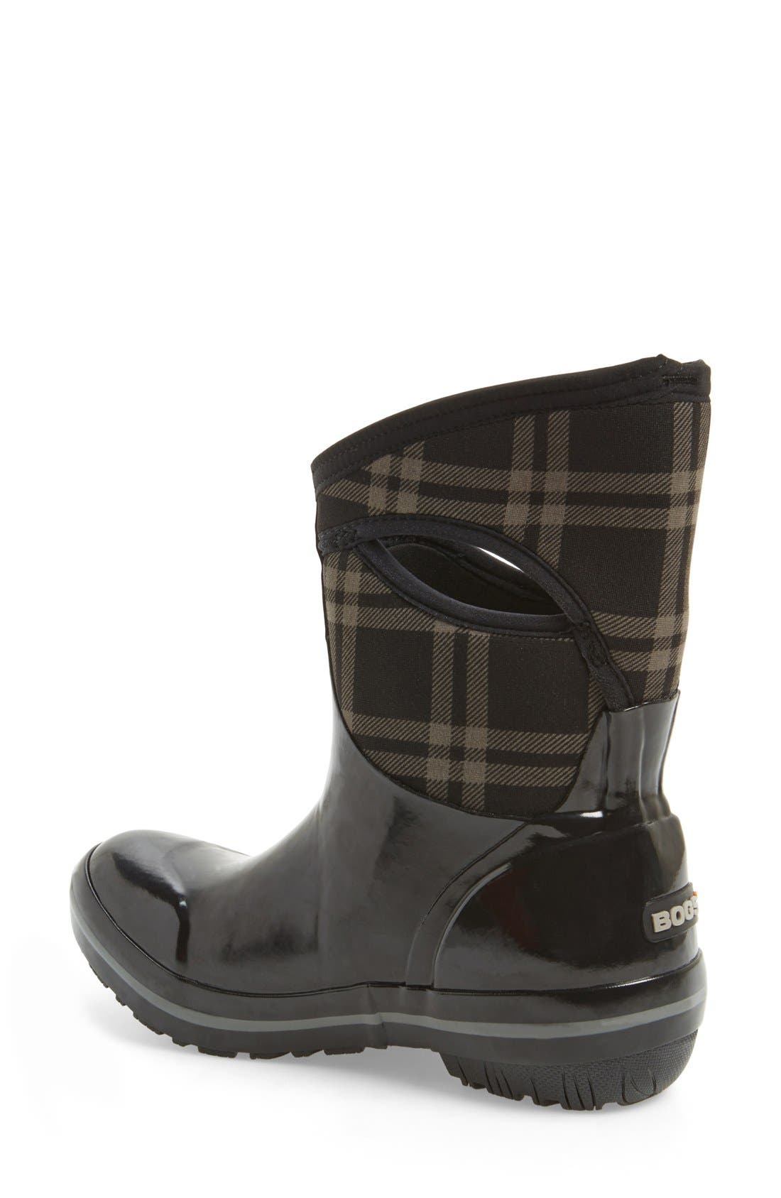 Bogs 'Plimsoll Plaid' Mid Waterproof Snow Boot, Alternate, color, Black