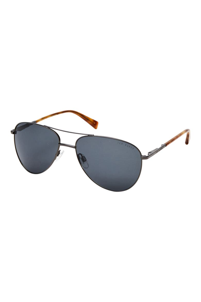 60mm Polarized Aviator Sunglasses, Alternate, color, DARK GUNMETAL