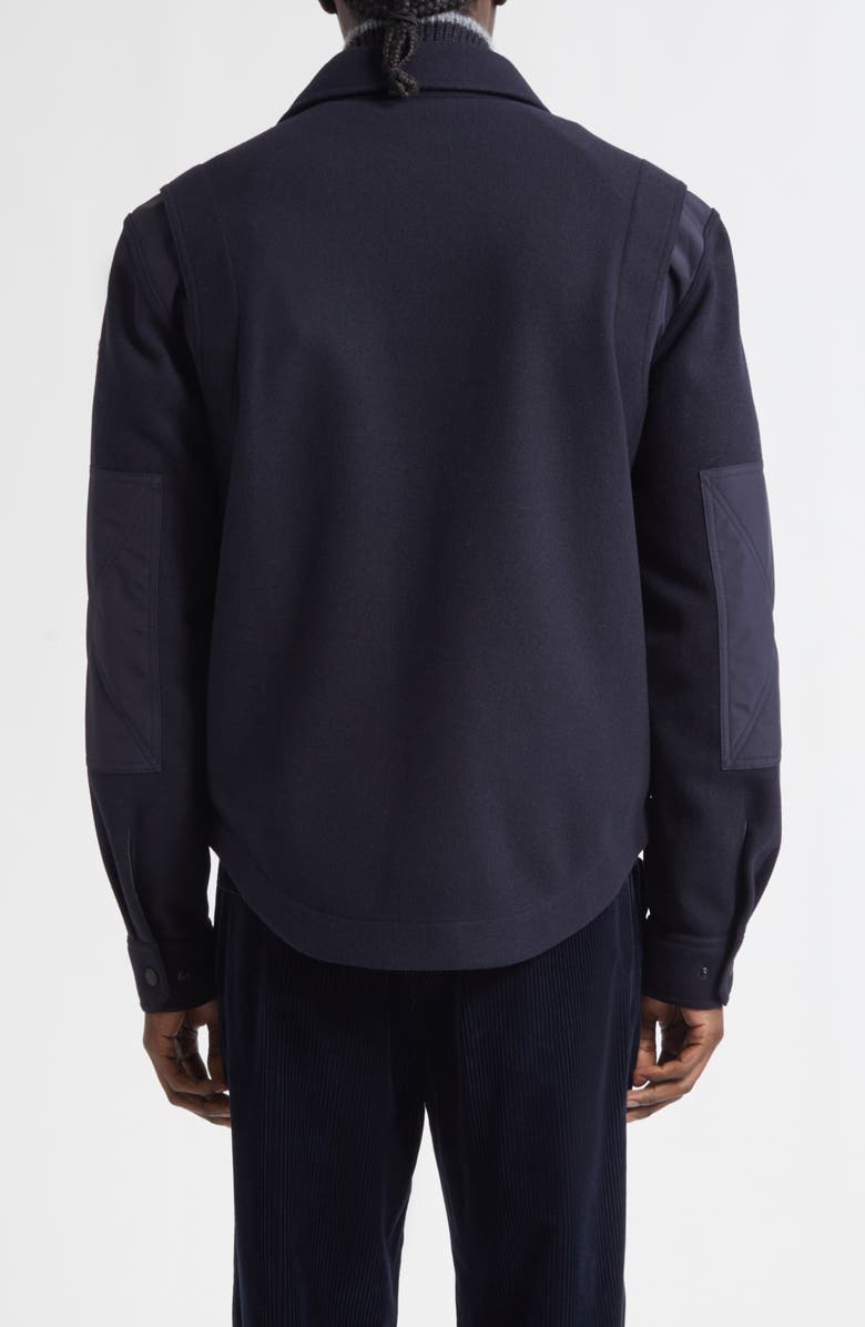 Moncler Logo Patch Shirt Jacket, Alternate, color, Navy Blue