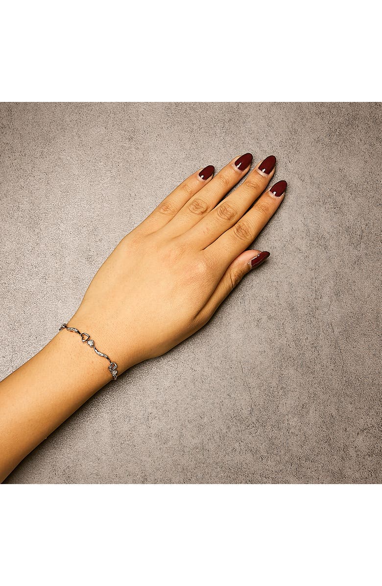 Haus of Brilliance Silver 1/10 Cttw Diamond Wave and Hearts Adjustable Bolo Bracelet, Alternate, color, Rose Gold Over Silver