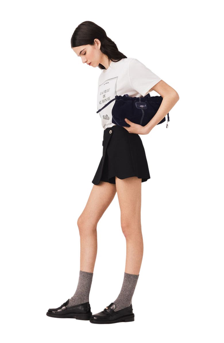 maje Layered-effect suit shorts, Alternate, color, Black