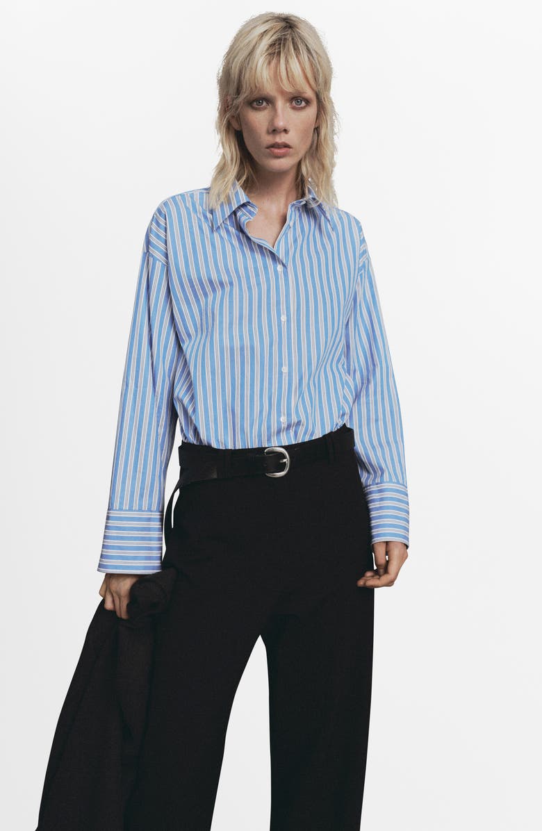 MANGO Pleated Straight Leg Pants with Side Zip Hems, Alternate, color, Black