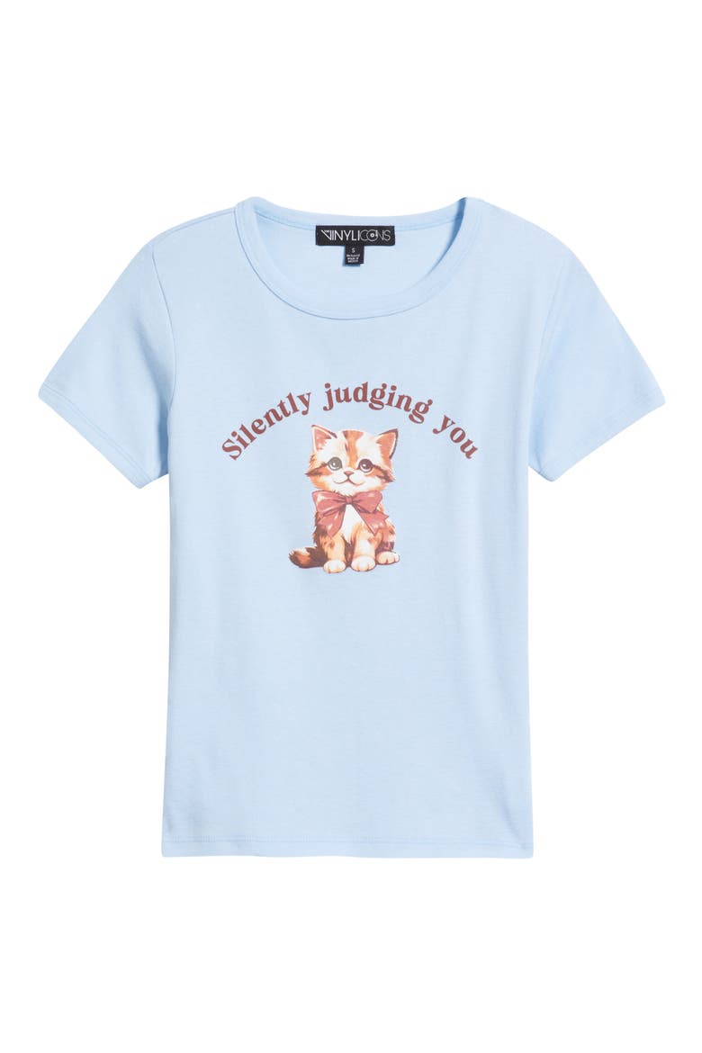 Silently Judging You Graphic Baby Tee, Alternate, color, LIGHT BLUE