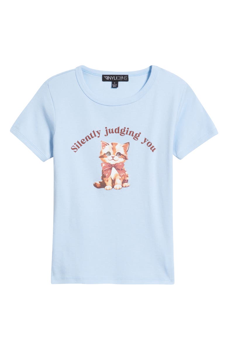 Vinyl Icons Silently Judging You Graphic Baby Tee, Alternate, color, Light Blue