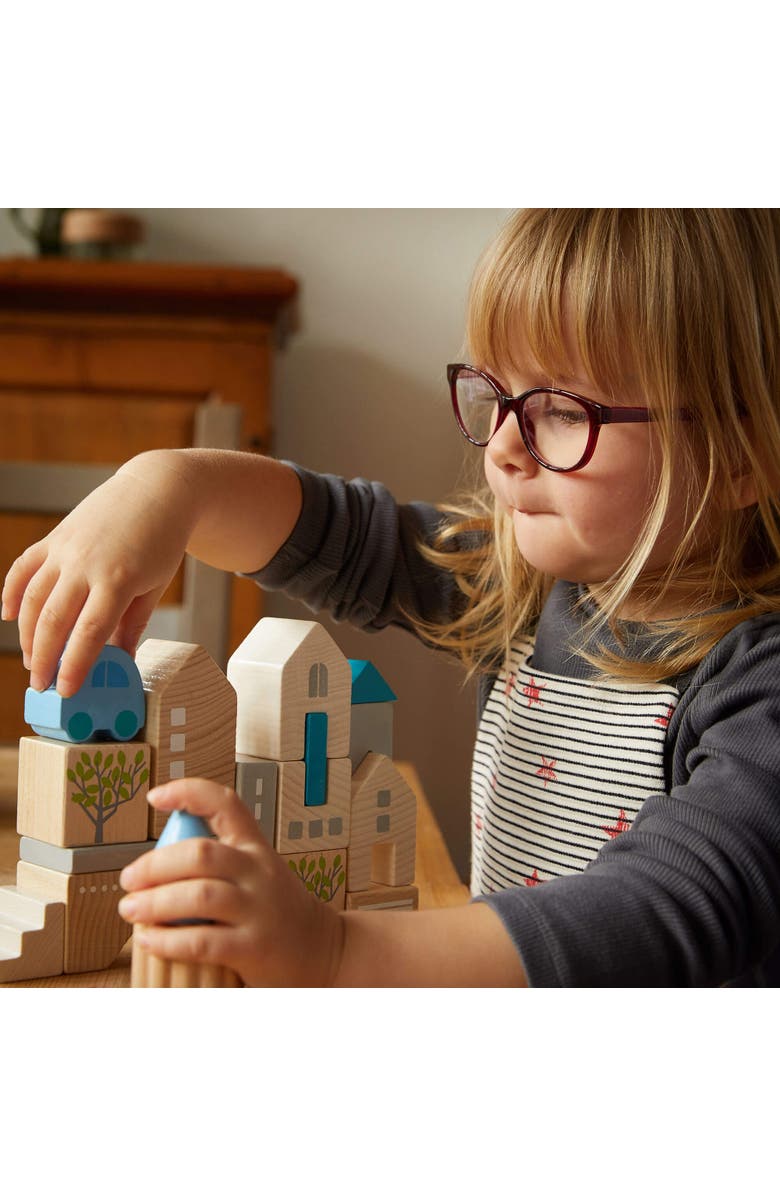 HABA Wooden Building Blocks Bad Rodach 18-Piece Set, Beech Wood Stacking Blocks for Ages 18 months and up. Made in Germany., Alternate, color, Multi