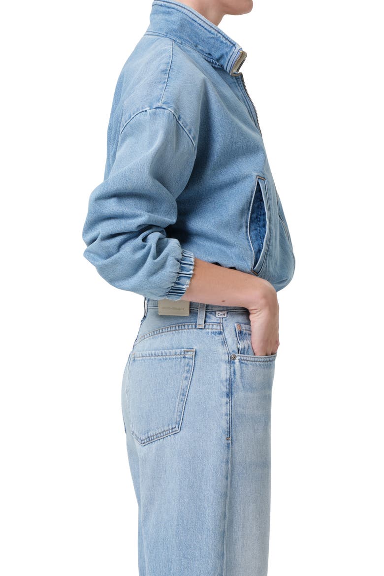 Bubble Denim Bomber Jacket, Alternate, color, MARSEILLE LIGHT VINTAGE INDIGO