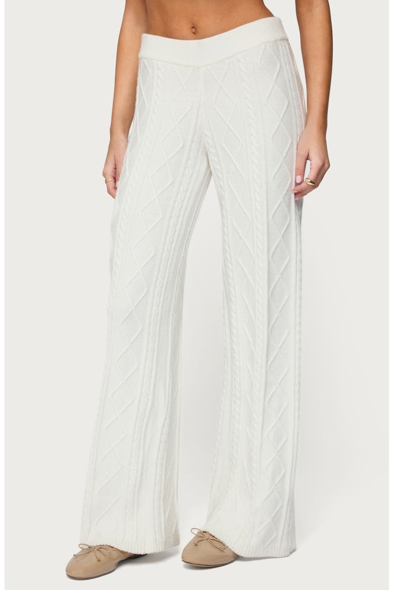 Louise Cable Knit Straight Leg Pants, Alternate, color, WHITE
