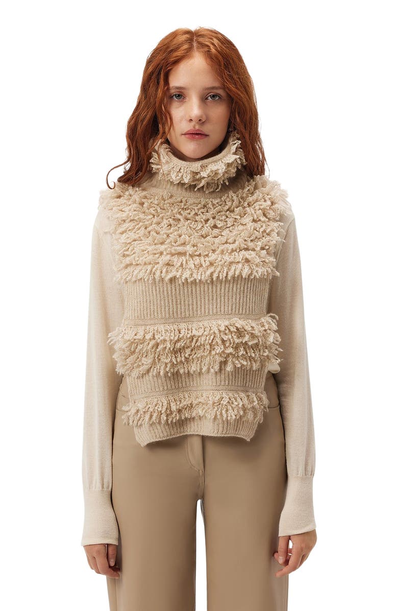 GOBI Mongolian Cashmere Loop-Stitch Gilet, Main, color, Warm Grey