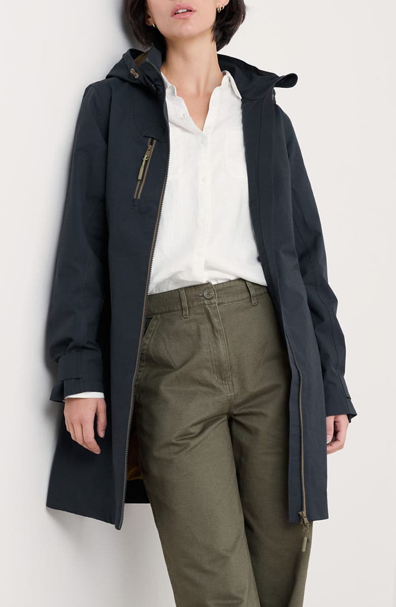 Seasalt Cornwall Coverack Waterproof Organic Cotton Blend Coat, Main, color, Inkwell