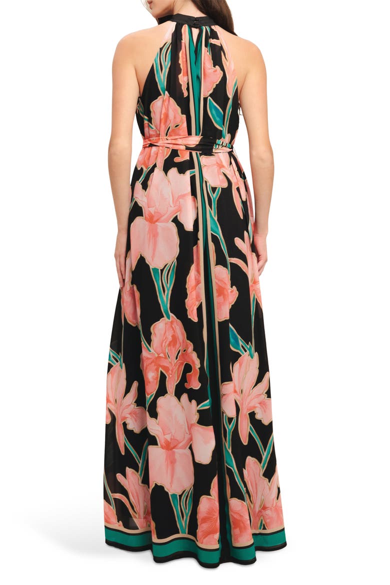 Floral Halter Neck Maxi Dress, Alternate, color, BLACK FLORAL